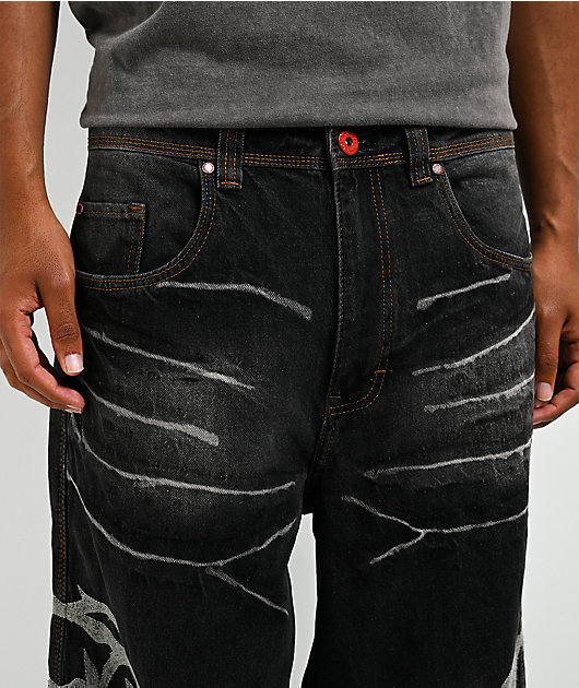 Vitriol Void Vein Black Wash Ultra Wide Jeans
