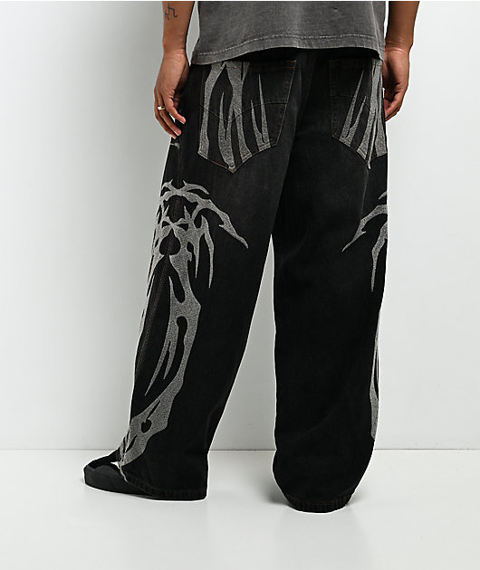 Vitriol Void Vein Black Wash Ultra Wide Jeans
