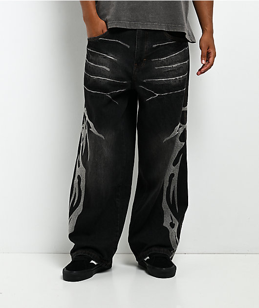 Vitriol Void Vein Black Wash Ultra Wide Jeans