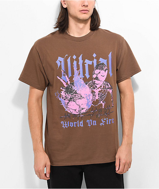 Vitriol World On Fire Brown T-Shirt | Zumiez
