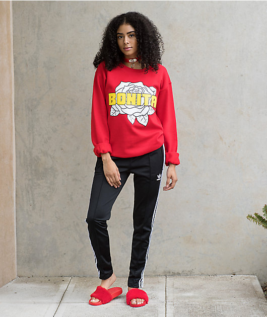 Viva La Bonita Flor Bonita Red Crewneck Sweatshirt