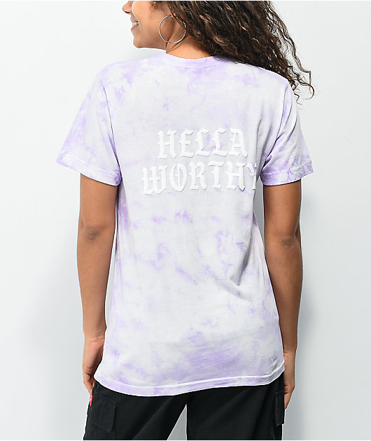 Viva La Bonita Hella Worthy camiseta tie dye morada