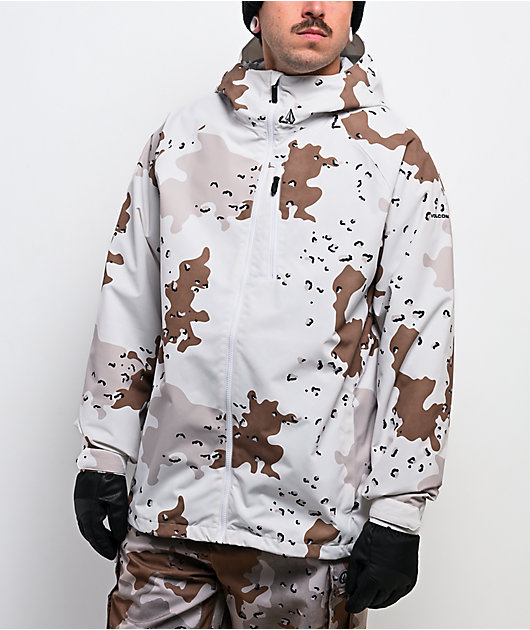 Volcom 2836 White Camo 20K Insulated Snowboard Jacket