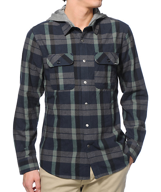 volcom hooded flannel