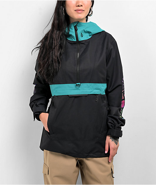 VOLCOM スノーボードウェア アノラック L 青/黒 Volcom Ashfield Black & Blue 10K Anorak Snowboard Jacket | Zumiez