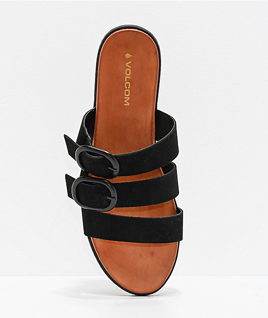 Volcom Buckle Up Buttercup Black & Tan Sandals