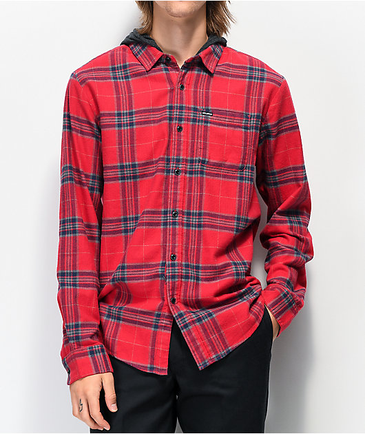 volcom hooded flannel