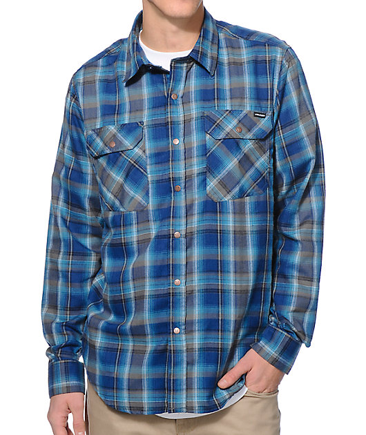 Volcom Faderton Blue Plaid Flannel Shirt