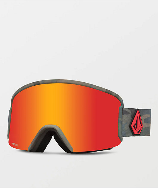 Volcom Garden Cloudwash Camo & Red Chrome Snowboard Goggles | Zumiez