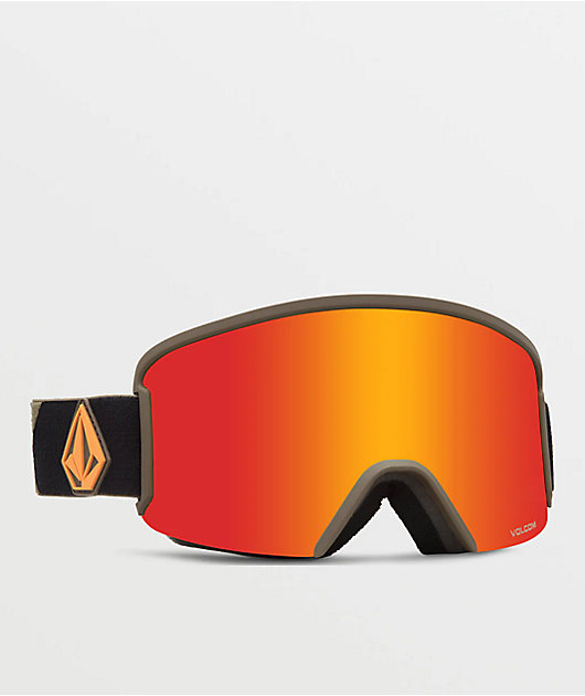Volcom Garden Military Gold & Red Chrome Snowboard Goggles