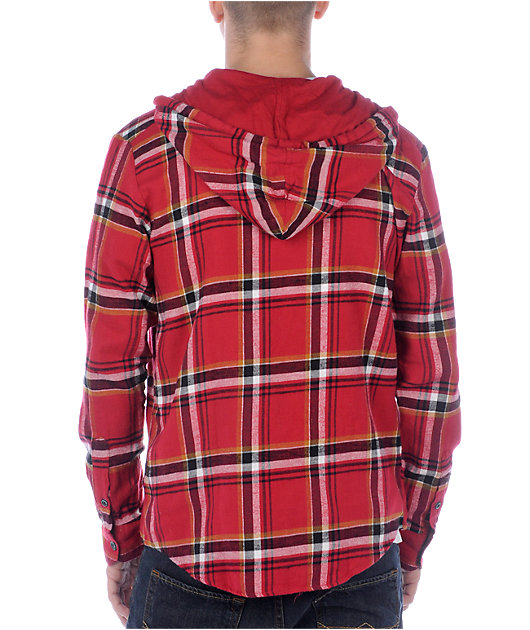 volcom hooded flannel