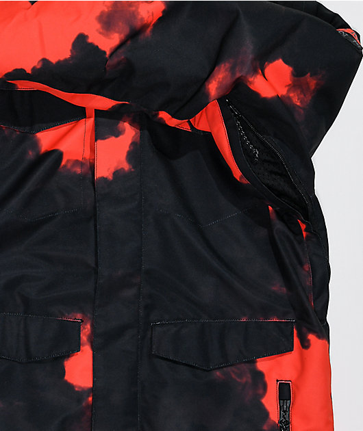 Volcom Kids' Caddoc chaqueta aislada de Snowboard 10k de tie dye rojo y negro