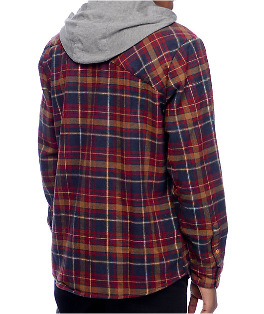 volcom hooded flannel