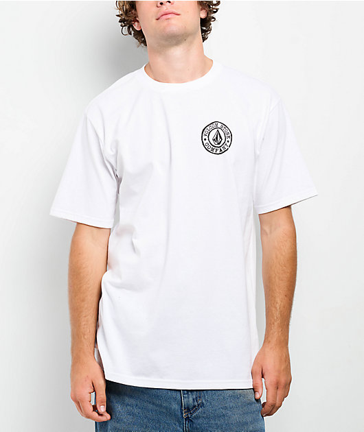 Volcom Logo Stamp White T-Shirt | Zumiez