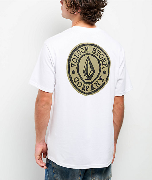 Volcom Logo Stamp White T-Shirt | Zumiez