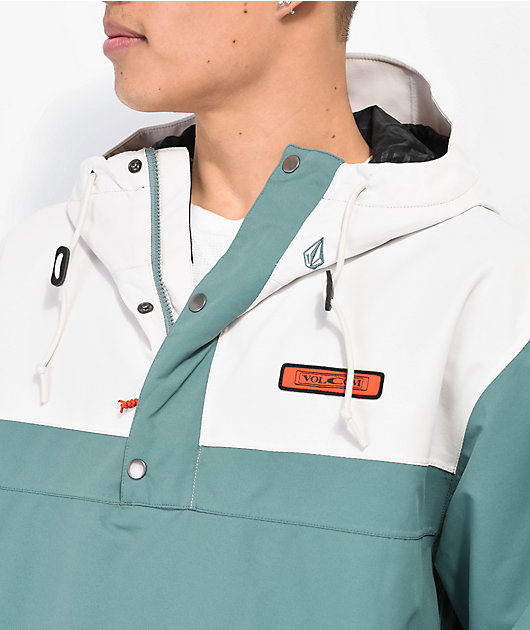 Volcom Longo Green & White 10K Anorak Snowboard Jacket | Zumiez