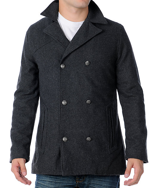 grey pea coat mens
