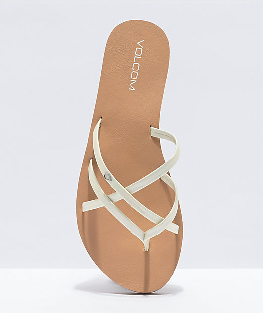 Volcom New School II Glow White & Tan Thong Sandals