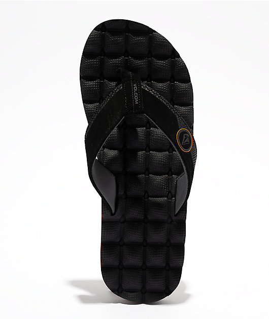 Volcom Recliner Black & Flash Orange Sandals