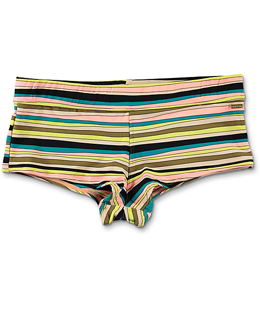 Volcom Salty Air Stripe Boy Cut Bikini Bottom