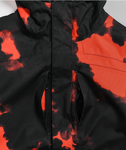 Volcom Scortch Insulated Red & Black Tie Dye 15K Snowboard Jacket