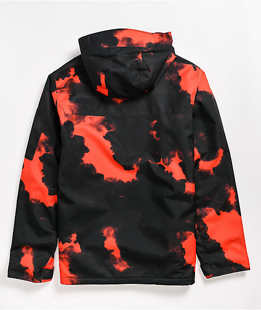 Volcom Scortch chaqueta de snowboard roja y negra tintada 15K