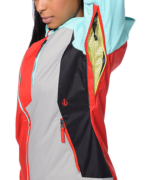 Volcom Stone Red & Mint 10K Snowboard Jacket