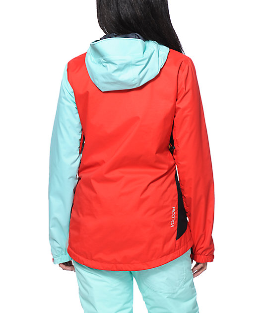 Volcom Stone Red & Mint 10K Snowboard Jacket