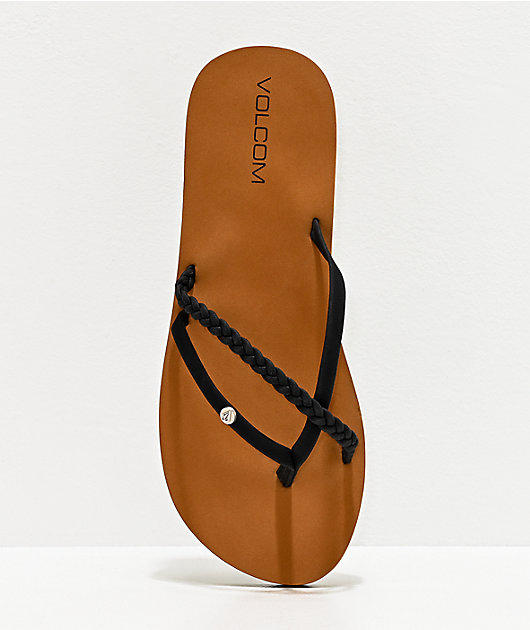 Volcom Thrills II Black & Khaki Thong Sandals