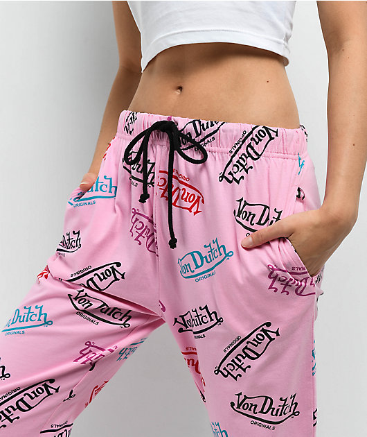 Von Dutch All Over Logo Pink Lounge Set