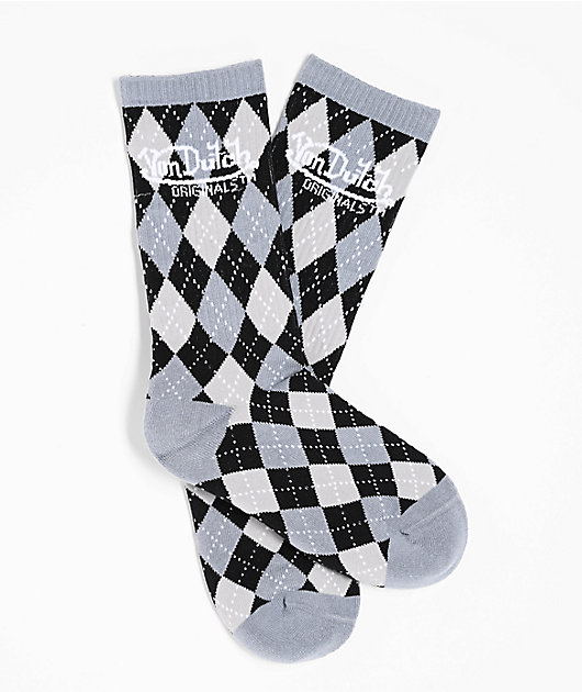 Von Dutch Argyle Stripe Black Crew Socks