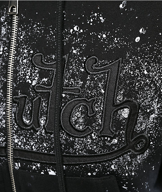 Von Dutch Black Wash Crop Zip Hoodie