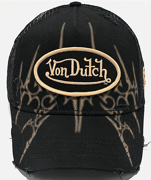ダイキャスト　Von Dutch  ‘53ベルエア　‘51マーキュリー　洋書レア Von Dutch Embroidered Oval Patch Orange Trucker Strapback Cap