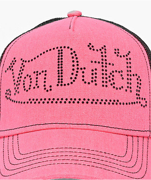 Von Dutch Bling Pink & Black Trucker Hat