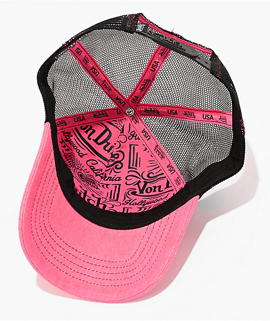 Von Dutch リバースロゴ ベルベット トラッカー キャップY2K Von Dutch リバースロゴ ベルベット トラッカー キャップY2K