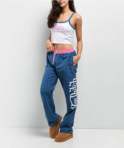 Von Dutch Blue Plaid Lounge Set
