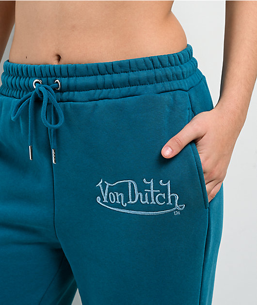 Von Dutch Blue Wash Wide Leg Sweatpants