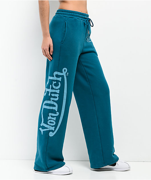 ゆ*ず様 Q’n Sweatpants Free size Von Dutch Blue Wash Wide Leg Sweatpants | Zumiez