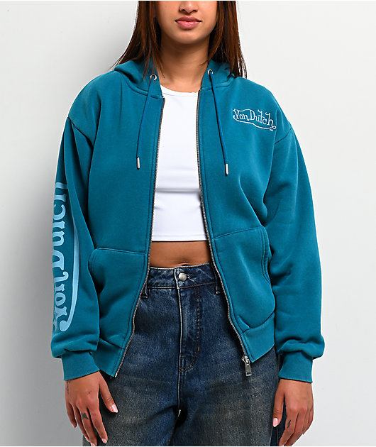 Von Dutch Blue Wash Zip Hoodie