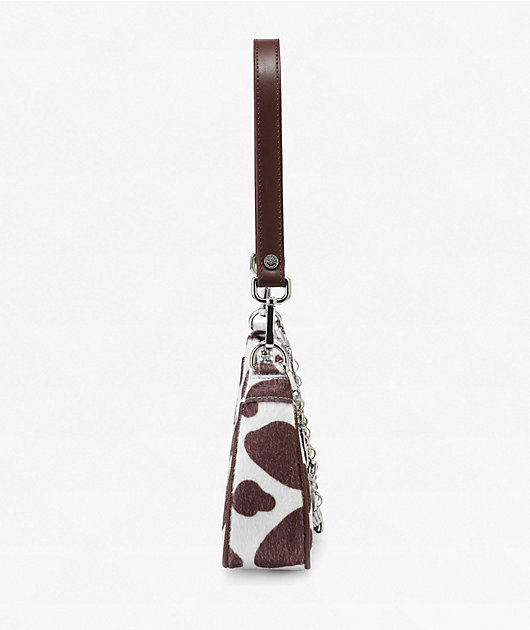 Von Dutch Brown Cow Print Shoulder Bag