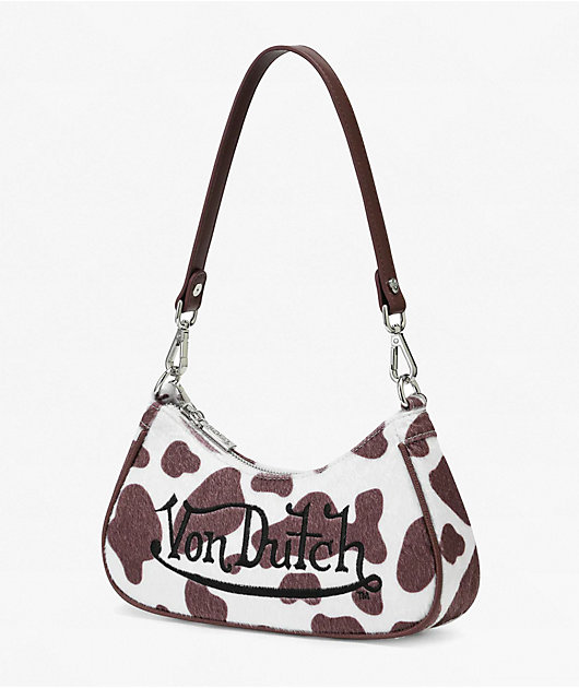 Von Dutch Brown Cow Print Shoulder Bag