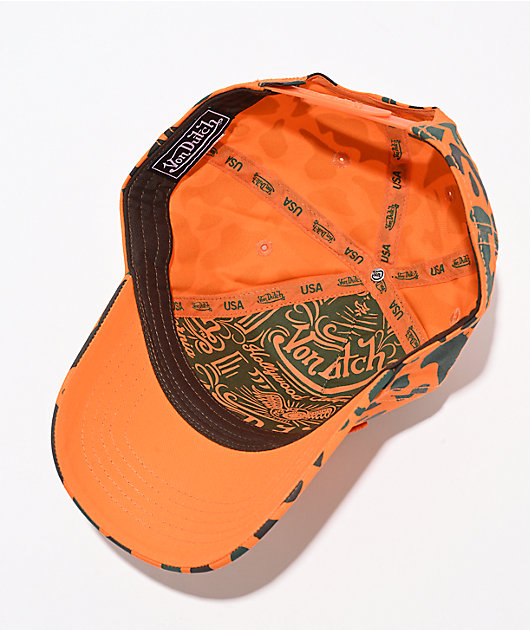 Von Dutch Camo 242 Orange Snapback Hat
