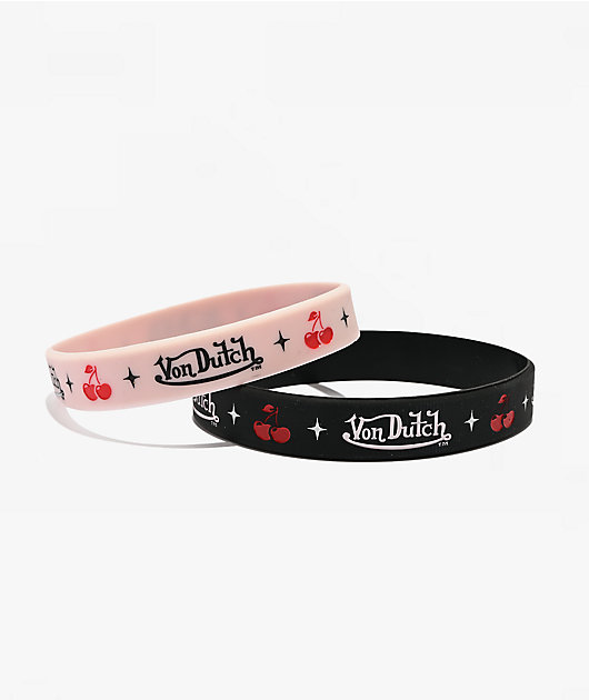Von Dutch Cherries Black & Pink 2 Pack Bracelets