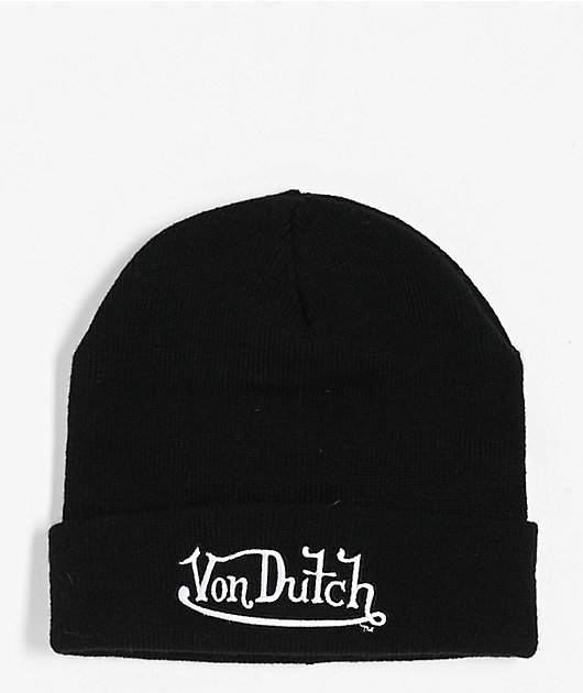 Von Dutch Cuff Black Beanie