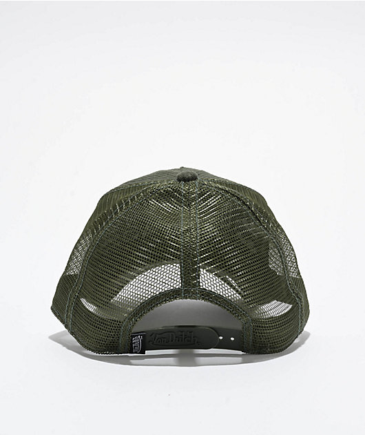 Von Dutch Dark Green Corduroy Trucker Hat
