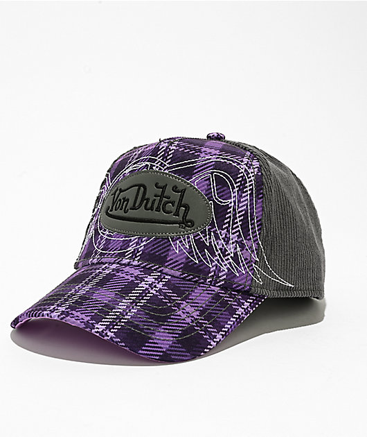 Von Dutch Elbow Patch Purple Corduroy Trucker Hat | Zumiez