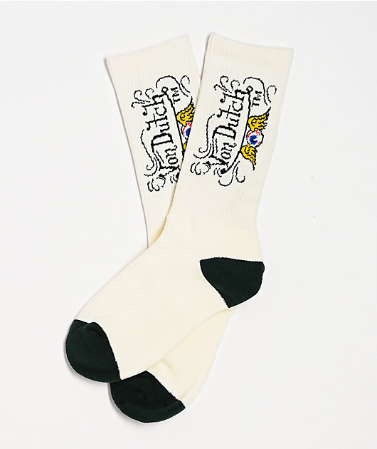 Von Dutch Filigree Logo Cream Crew Socks