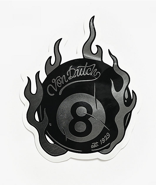 Von Dutch Flaming 8 Ball Foil Sticker