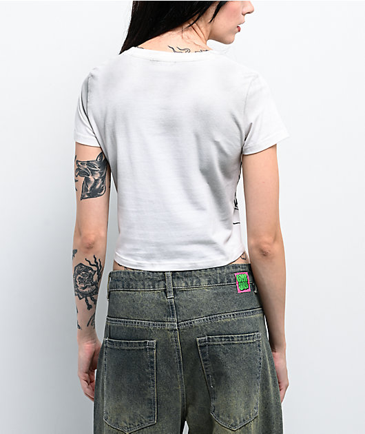 Von Dutch Gardenia Mineral Wash White Crop T-Shirt
