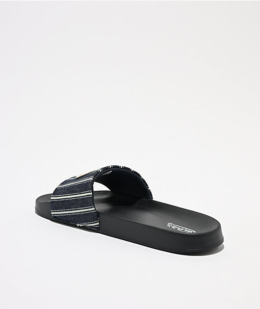 Von Dutch Gridlock Black & Navy Slide Sandals | Zumiez